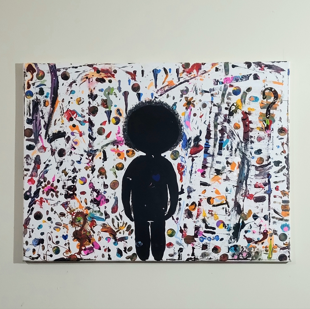 Abstract Art Canvas with Black Silhouette - Picture 7 of 7